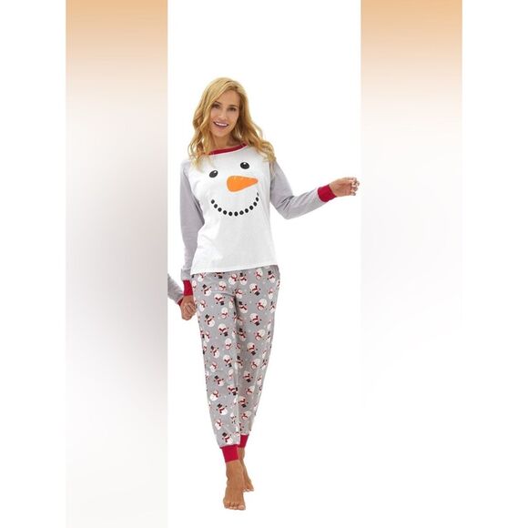 Other - Women's Size XS -Snowman‎  Pajama Set - White & Gray